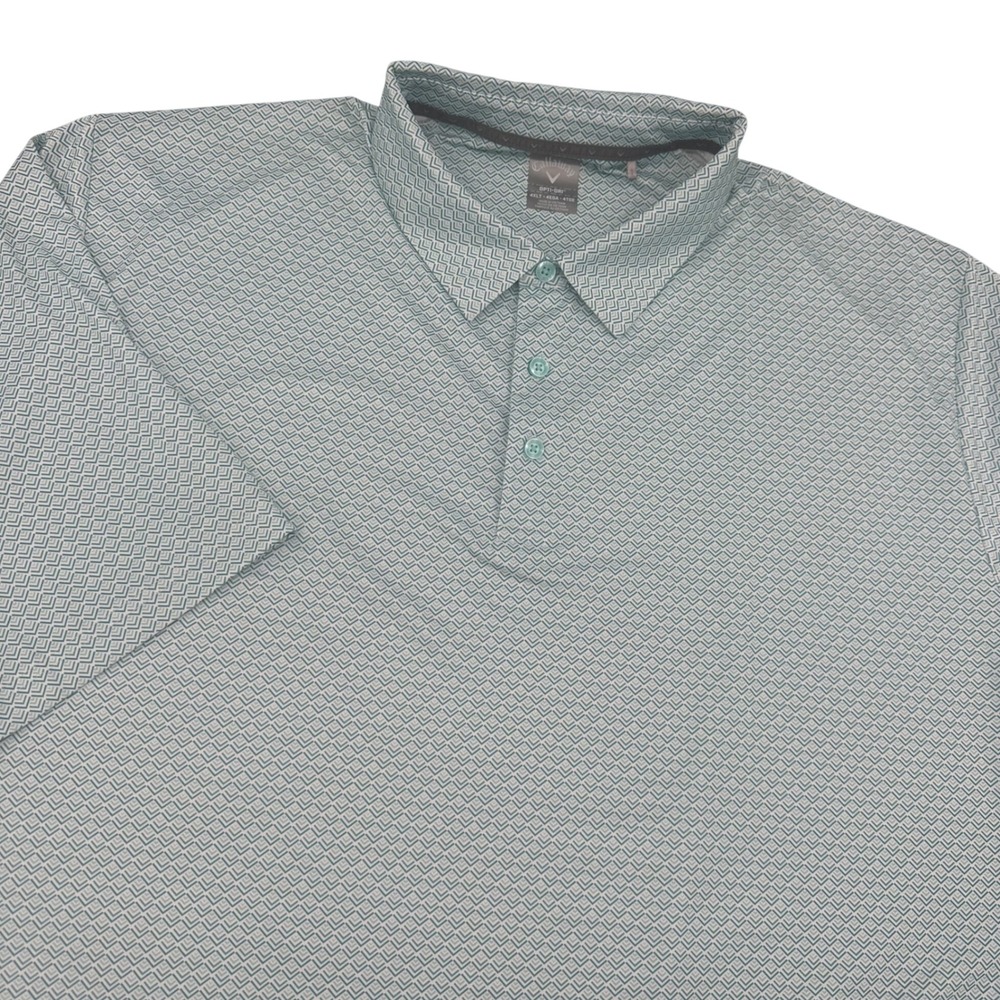 Callaway Opti-Dri Mens 4XLT Golf Polo Shirt Green Geometric Print Big & Tall 4XL